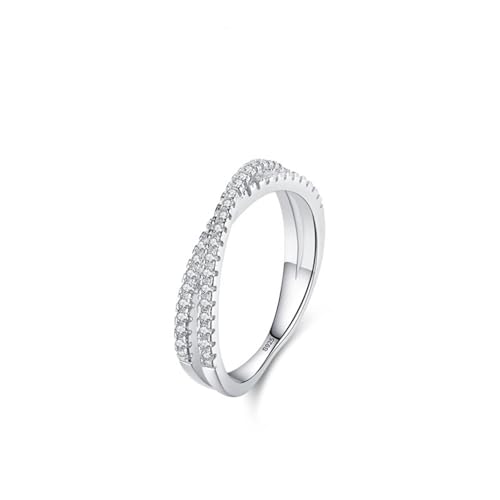 Eheringe 925 Sterling Silber, Ring Damen Modeschmuck Linien Kreuzen Zirkonia Runde Form Silber Schmuck Größe 60 (19.1) von Dsnyu