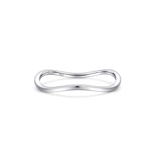 Eheringe 925 Sterling Silber, Verlobungsring Damen Gewellter Schlichter Schmuck Silber Größe 52 (16.6) von Dsnyu