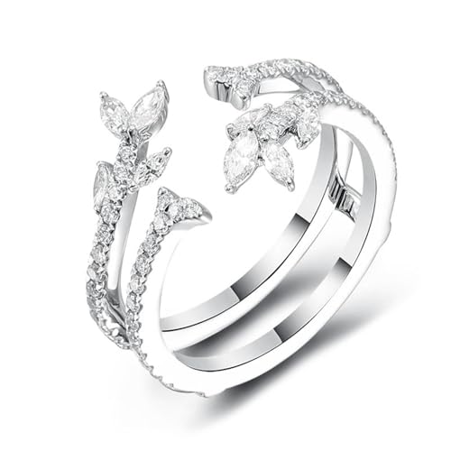 Eheringe Frauen, Engagement Ring Women Zirkonia Offen Weißgold Trauringe Platin Größe 57 (18.1) von Dsnyu