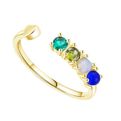Eheringe Frauen, Verlobungsring Gold 375 9K Gelbgold Zirkonia Runde Form Herz Offener Schmuck Verstellbar für Hochzeit Größe 60 (19.1) von Dsnyu