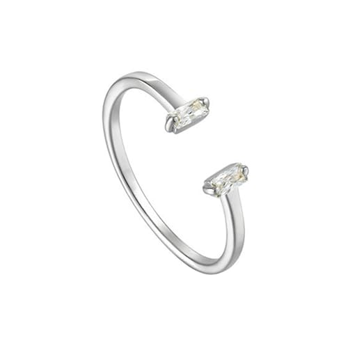 Eheringe Frauen, Verlobungsring Gold 375 9K Weißgold Moissanit Rechteckform Verstellbarer Schmuck Geschenk für Geburtstag Größe 50 (15.9) von Dsnyu