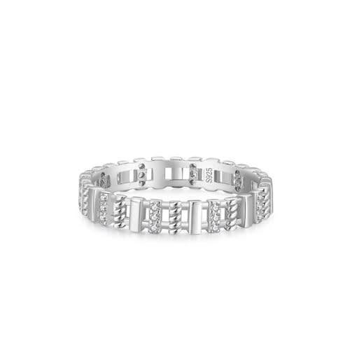 Eheringe Silber, Engagement Ring for Women 925 Sterling Silber Hohlzaunform Zirkonia Runde Form Damen Schmuck Größe 54 (17.2) von Dsnyu