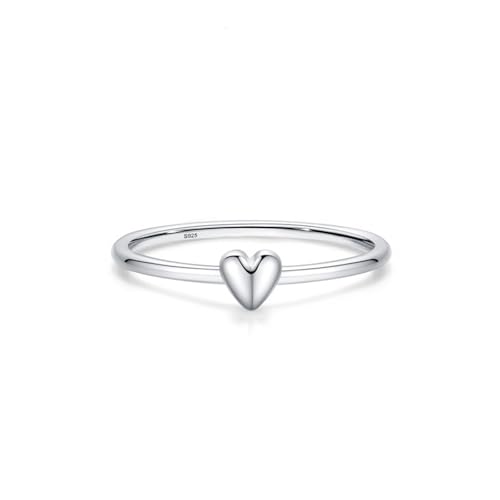 Eheringe Silber, Ring Damen Modeschmuck 925 Sterling Silber Schlichter Schmuck mit Herz Größe 57 (18.1) von Dsnyu