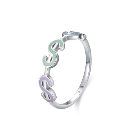 Eheringe Silber, Ring Damen Verlobung 925 Sterling Silber Farbiger Kleber mit Dollarzeichen Schmuck Größe 49 (15.6) von Dsnyu