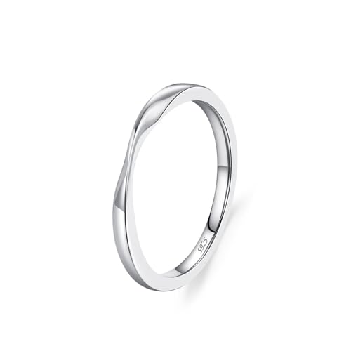 Eheringe Silber, Ring Damen Verlobung 925 Sterling Silber Mobius Schlichter Schmuck Größe 54 (17.2) von Dsnyu