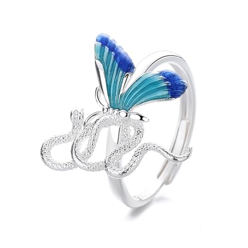 Eheringe Silber 925, Damen Ringe Vintage Schlangenschmetterling Silber Schmuck Größe Verstellbar von Dsnyu