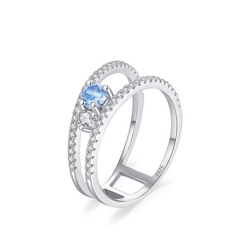 Eheringe Silber 925, Ring Damen Modeschmuck Doppellagiges Inlay-Design Zirkonia Runde Form Silber Schmuck Größe 60 (19.1) von Dsnyu