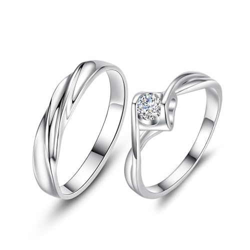 Eheringe Silber 925, Verlobungsring Damen Zirkonia Möbiusband Silber Schmuck Größe Verstellbar für Hochzeit von Dsnyu