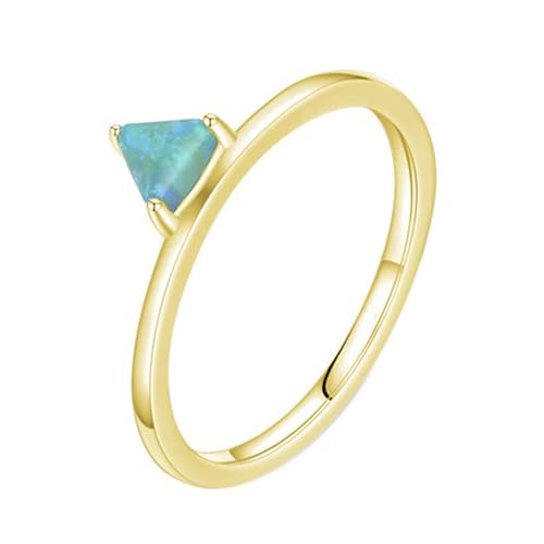 Engagement Ring Gold, Eheringe Frau 9K Gelbgold Opal 4X4.4mm Dreiecksform Einfach Damen Schmuck Größe 57 (18.1) von Dsnyu