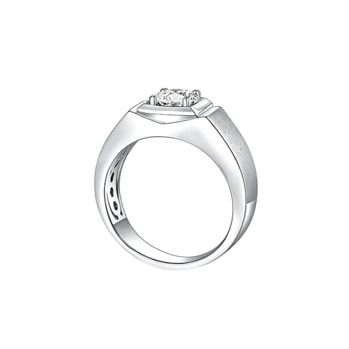 Engagement Ring Gold 18 Karat, Promise Ring Herren 750 Weißgold Solitärrund mit Moissanit Silber Geburtstagsgeschenk Größe 62 (19.7) von Dsnyu