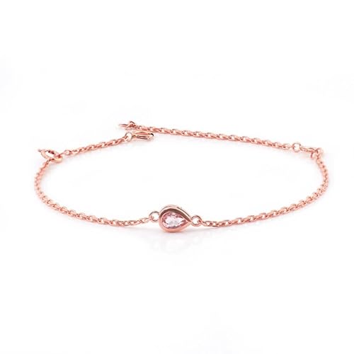 Gold Armband Damen 585, Armbänder Damen Vintage 14 Karat Roségold Kette mit Birnenförmigem Moissanit 1 ct Armband für Ehefrau Mutter Größe 16+5cm von Dsnyu