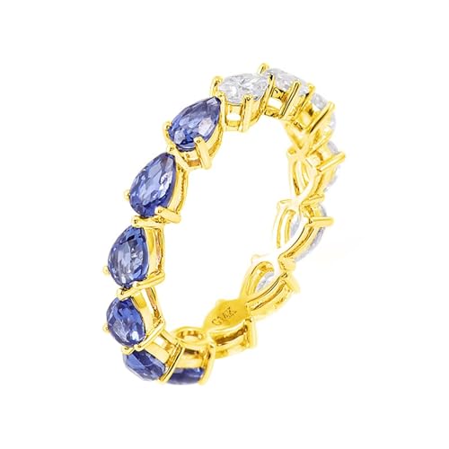 Gold Ring 14K, Promise Ring Damen Moissanit Träne Ehering 585 Gelbgold für Mutter Größe 53 (16.9) von Dsnyu