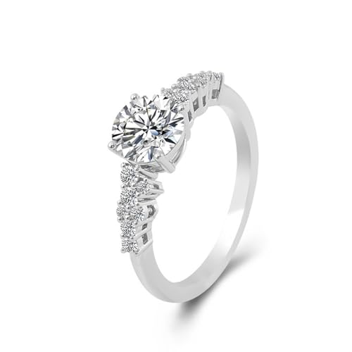 Gold Ring 18K, Ehering Frau 750 Weißgold Rund mit Moissanit Modeschmuck für Ehefrau Mutter Größe 62 (19.7) von Dsnyu