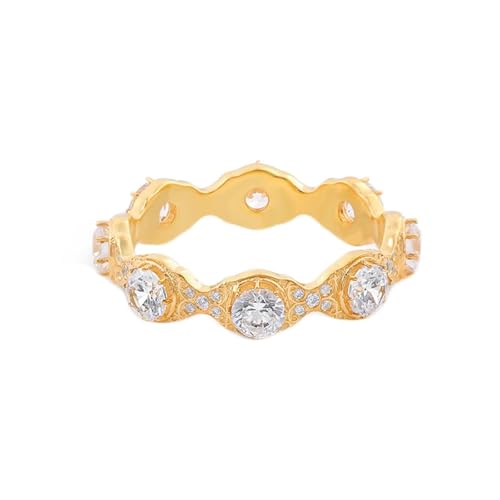 Gold Ring 18K, Eheringe Frau Weiß Moissanit Runden Trauringe 750 Gelbgold Geburtstagsgeschenk Größe 47 (15.0) von Dsnyu