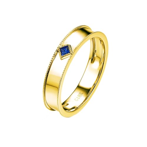 Gold Ring 18K Herren, Trauringe Blau Saphir Klassiker Hochzeitsringe 750 Gelbgold mit Diamant Größe 61 (19.4) von Dsnyu