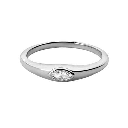 Gold Ring 375, Ehering 9K Weißgold Rund mit Weißem Moissanit In Marquiseform Geschenk für Geburtstag Größe 45 (14.3) von Dsnyu