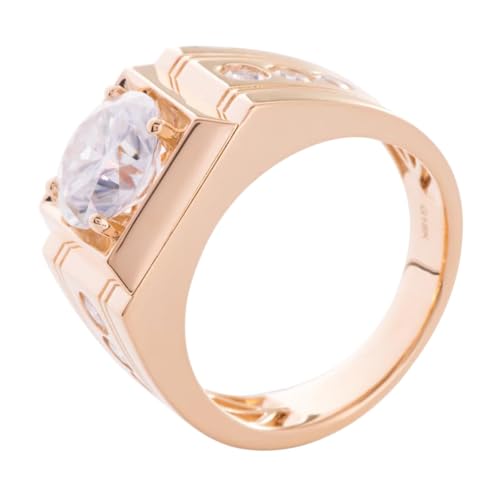 Gold Ring 375, Hochzeitsringe Männer Weiß Moissanit 3ct Runden Trauringe 9K Gelbgold Größe 67 (21.3) von Dsnyu