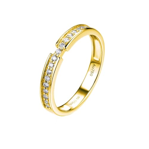 Gold Ring 375, Ring Frauen Weiß Moissanit Runden Hochzeitsringe 9K Gelbgold Zum Valentinstag Größe 56 (17.8) von Dsnyu
