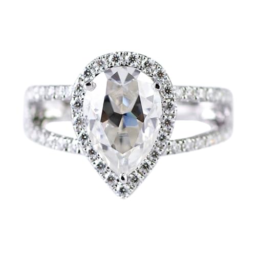 Gold Ringe Frauen 18K, Moissanite Ring Träne Ehering 750 Weißgold Geburtstagsgeschenk Größe 58 (18.5) von Dsnyu
