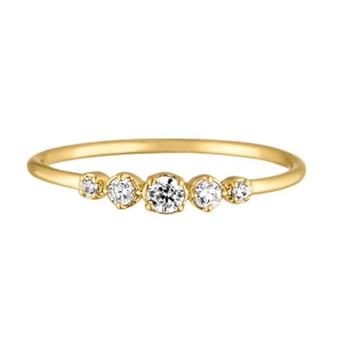 Gold Ringe Frauen 375 Echtgold, Ehering 9K Gelbgold Moissanit Runde Form Zierlich Geschenk für Geburtstag Größe 54 (17.2) von Dsnyu