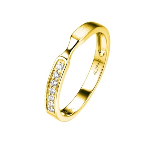 Gold Ringe Frauen 375 Echtgold, Promise Ring Woman Weiß Moissanit Runden Hochzeitsringe 9K Gelbgold Größe 66 (21.0) von Dsnyu