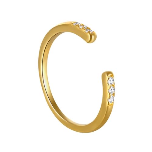 Goldring 375 Damen, Eheringe Frau 9K Gelbgold Moissanit Runde Form Kreuz Verstellbarer Schmuck Geschenk für Geburtstag Größe 45 (14.3) von Dsnyu