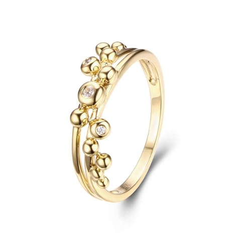 Goldring 375 Damen, Trauringe Weiß Moissanit Geometrie Ehering 9K Gelbgold für Mutter Größe 62 (19.7) von Dsnyu