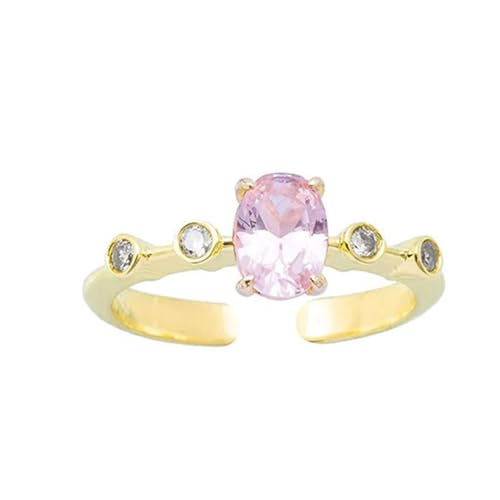 Goldring 375 Damen, Verlobungsring Vintage 9K Gelbgold Hergestellter Morganit 6X8mm Ovale Form Vintage Offener Schmuck Verstellbar für Hochzeit Größe 56 (17.8) von Dsnyu