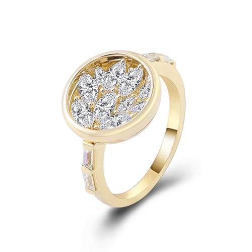 Goldring 585 Gold, Ehering Damen Weiß Moissanit Klassiker Trauringe 14 Karat Gelbgold Größe 67 (21.3) von Dsnyu