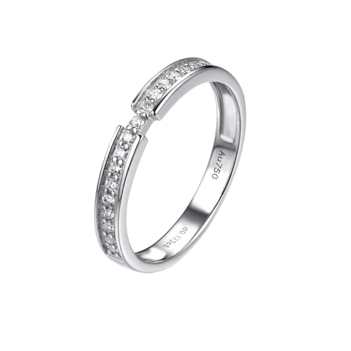 Goldring Damen 375 Echtgold, Trauringe Moissanit Runden Hochzeitsringe 9 Karat Weißgold Größe 63 (20.1) von Dsnyu