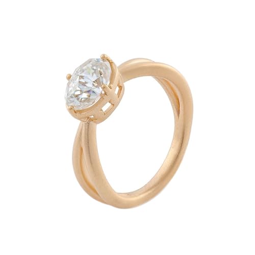 Goldring Damen 750 Echtgold, Eheringe Frau Solitär Moissanit Gold Modeschmuck Größe 50 (15.9) von Dsnyu