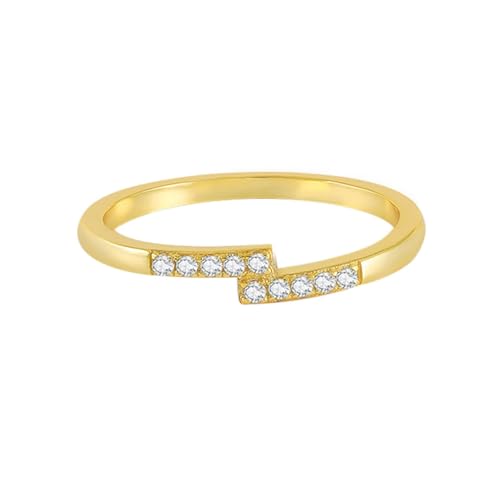 Goldring Damen Hochzeit, Eheringe Frauen 9K Gelbgold mit Weißem Rundem Moissanit Schmuck Größe 57 (18.1) von Dsnyu