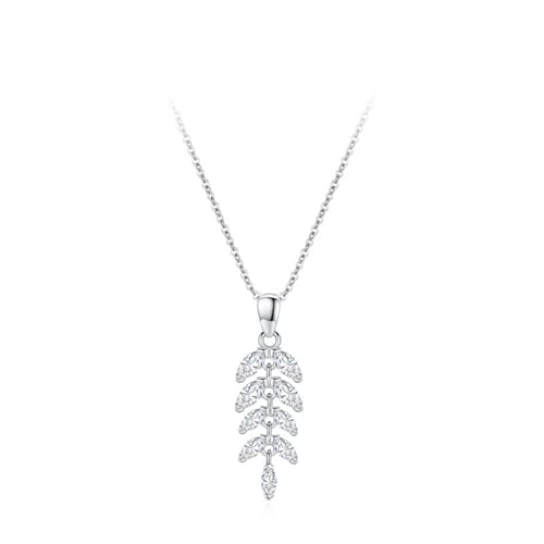 Halskette 925 Silber, Kette Damen Zirkonia Blätter Anhänger Silber Schmuck Geschenk für Geburtstag von Dsnyu