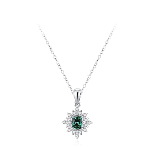 Halskette 925 Silber, Zirkonia Halskette Damen Halo-Anhänger Silber Schmuck Geschenk für Geburtstag von Dsnyu