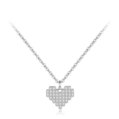Halskette Damen Herz, Halskette Silber 925 Sterling Silber Zirkonia Schmuck von Dsnyu