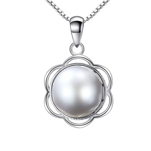 Halskette Damen Silber, Kette Silber 925 Blume mit Perle Anhänger Schmuck Mode Elegant Geburtstag Geschenk Halskette Damen Silber, Kette Silber 925 Blume mit Perle Anhänger Schmuck Mode Elegant Geburtstag Geschenk von Dsnyu