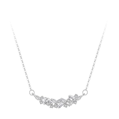 Halskette Damen Silber 925, Halskette für Anhänger Smile-Anhänger Zirkonia Rechteckige Form Silber Schmuck von Dsnyu