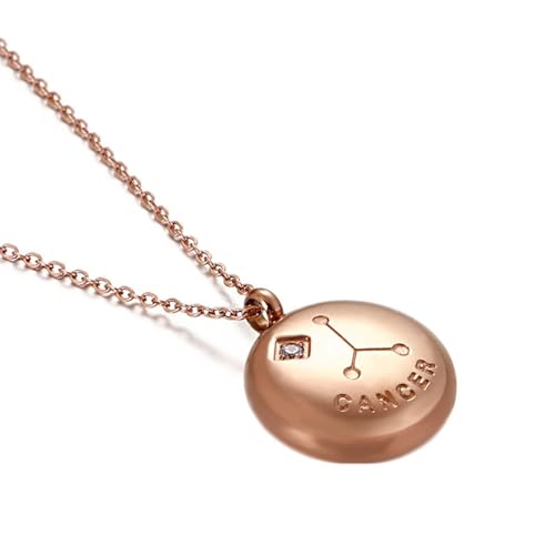 Halskette Edelstahl Lang, Anhänger Halskette Damen Krebs mit Zirkonia Kabel Kette Roségold Schmuck Jahrestag Geschenk für Sie von Dsnyu