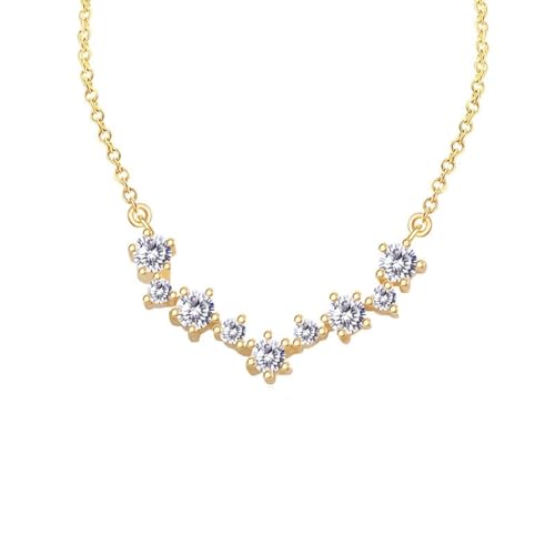 Halskette Gold 375 Echtgold, Halskette Damen Anhänger 9K Gelbgold mit Kleinem Moissanit Anhänger Ketten für Ehefrau Mutter von Dsnyu