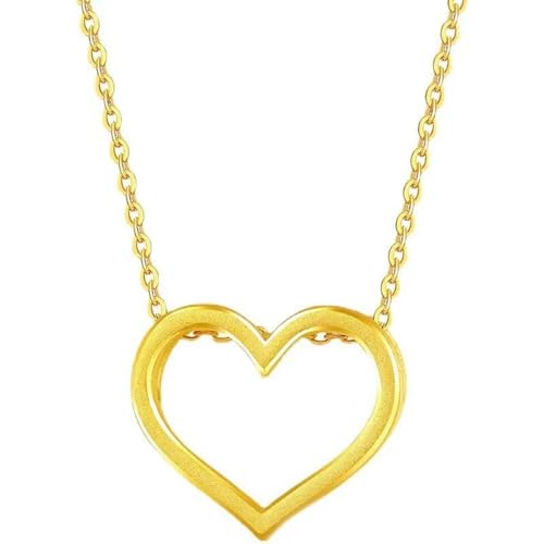 Halskette Gold Damen, Kettenanhänger 24 Karat Gelbgold Herz Anhänger Ketten Modeschmuck für Ehefrau Mutter von Dsnyu