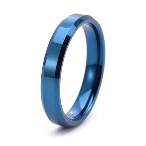 Herren Ringe Blau, Tungsten Ring Einfach Damen Schmuck 4mm Breit Größe 67 (21.3) Cool Jahrestag Geschenk von Dsnyu