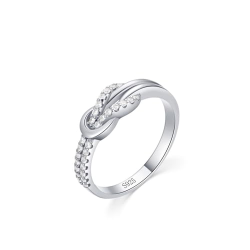 Hochzeitsringe Silber, Ring Damen Modeschmuck 925 Sterling Silber Doppellagiger Kreuzknoten Zirkonia Runde Form Schmuck Größe 54 (17.2) von Dsnyu