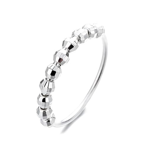 Hochzeitsringe Silber, Ring Damen Verlobung 925 Sterling Silber Unregelmäßige Runde 3mm Perlen Schmuck Größe 57 (18.1) von Dsnyu