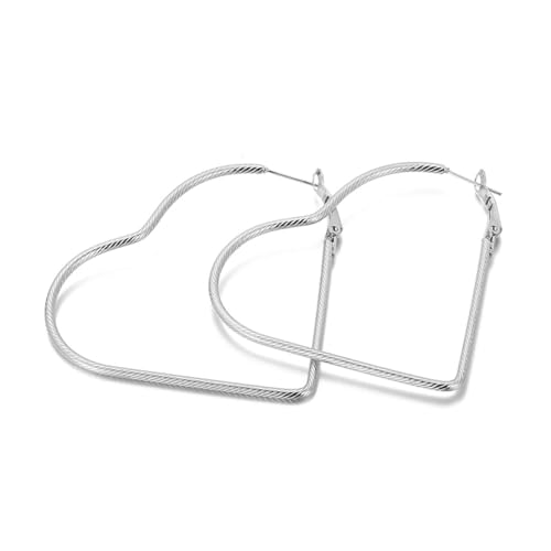 Hoop Earrings Silver, Ohrringe Hochzeit Damen Edelstahl Herzform für Geburtstag mit Schmuck Box von Dsnyu