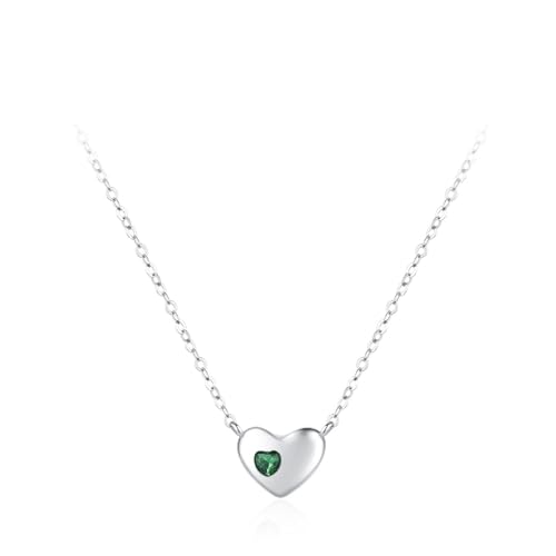 Kette Damen Herz, Anhänger Halskette Silber 925 Sterling Silber Zirkonia Schmuck Geschenk für Geburtstag von Dsnyu