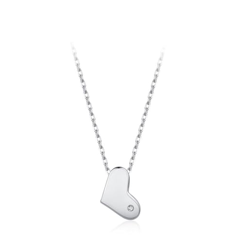Kette Damen Herz, Anhänger Halskette Silber 925 Sterling Silber Zirkonia Schmuck Geschenk für Geburtstag von Dsnyu