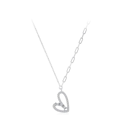 Kette Damen Herz, Anhänger Halskette Silber 925 Sterling Silber Zirkonia Schmuck Geschenk für Geburtstag von Dsnyu