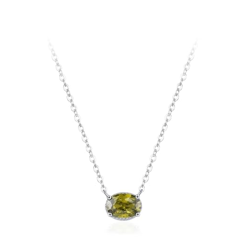 Kette Silber 925 Anhänger, Zirkonia Halskette Damen Ovaler Zuckeranhänger Silber Schmuck von Dsnyu