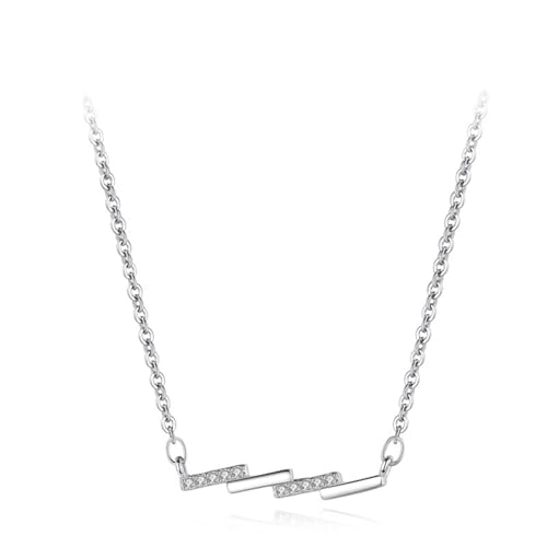 Kette Silber 925 Damen, Pendant Necklace Pendelleuchte Zirkonia Silber Schmuck von Dsnyu