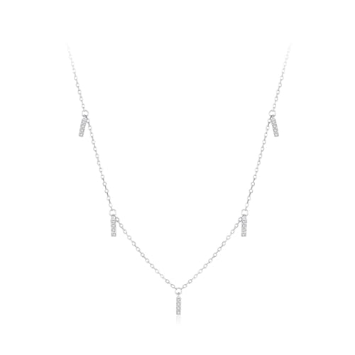Kette Silber 925 Lang, Halskette Damen Zirkonia Quasten Anhänger Silber Schmuck Geschenk für Geburtstag von Dsnyu